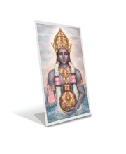 Car Desk/Table Top Lord Dhanvantari Acrylic L-Style Photo Stand - 2.5x3.5 Inches, Compact And Stylish Spiritual Display (F6715)