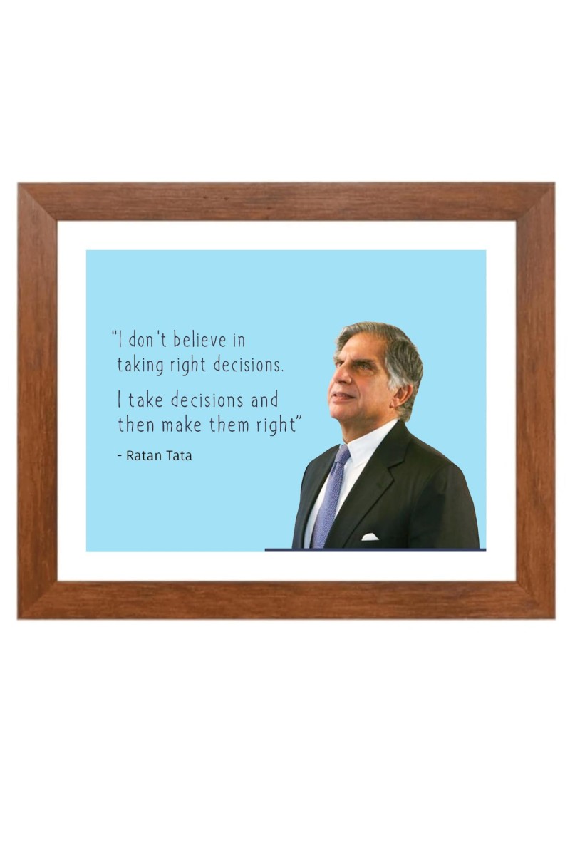 Shree Ratan Naval Tata & Famous Quote Brown Frame, 18x22InchesInspirational Wall Art for Office, Home DecorIdeal Spiritual Gift