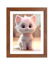 AI Funny Cute Cat Art Picture for Kids - 10x14 inches, Brown Color - Perfect Wall Decor for Children's Room