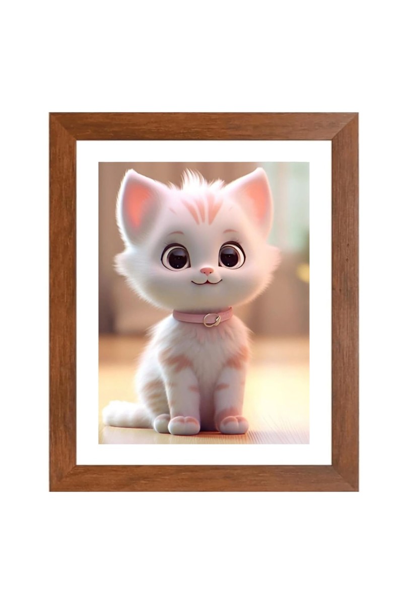 AI Funny Cute Cat Art Picture for Kids - 10x14 inches, Brown Color - Perfect Wall Decor for Children's Room