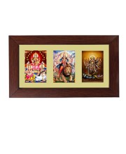 Sri Laxmi Ganesh Swaraswati, Sri Maa Durga and Sri Maa Kali Color Photo Frame - 5x7 Inch, Elegant Religious Home & Temple Decor