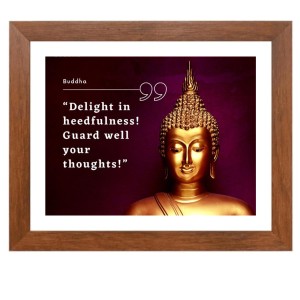 Buddha & His Famous Quote Photo Frame - Brown Frame, Perfect for Office & Wall Decoration, Ideal Gift