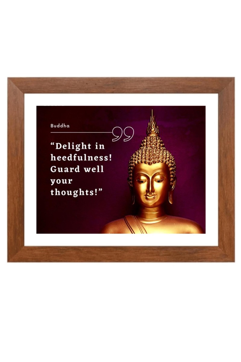 Buddha & Famous Quote Brown Frame, 16x20InchesInspirational Wall Art for Office, Home DecorIdeal Spiritual Gift