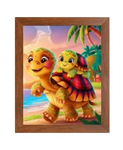 AI Funny Cute Tortoise Art Picture for Kids - 10x14 inches, Brown Color - Perfect Wall Decor for Children's Room