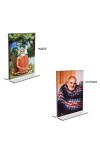 Debi Lokenath Baba & Neem Karoli Baba Acrylic T-Style Photo Stand, Compact and Stylish Spiritual Display, easily change 2 photos (Pack of 1)