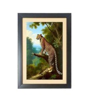 The wild Cheetah Black Photo Frame Funny Animal and Bird Cartoon Art