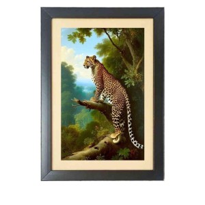 The wild Cheetah Black Photo Frame Funny Animal and Bird Cartoon Art