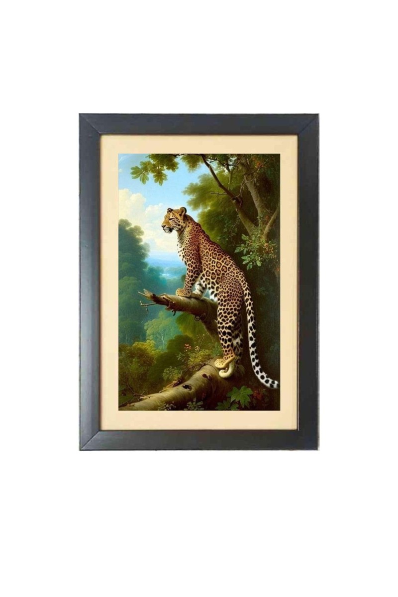 The wild Cheetah Black Photo Frame Funny Animal and Bird Cartoon Art