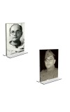 Car Desk/Table Top Netaji Subhas Chandra Bose Acrylic T-Style Photo Stand - 2.5x3.5 Inches, Compact and Stylish Spiritual Display, easily change 2 photos (Pack of 1)
