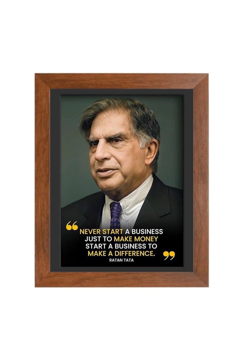 Shree Ratan Naval Tata & Famous Quote Brown Frame, 18x22InchesInspirational Wall Art for Office, Home DecorIdeal Spiritual Gift