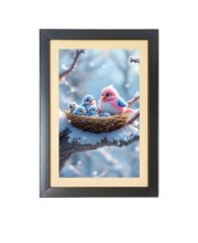 the colorful birds in the nest Black Photo Frame Funny Animal and Bird Cartoon Art