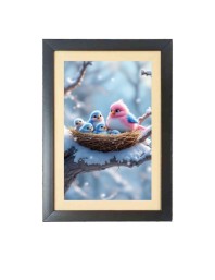 the colorful birds in the nest Black Photo Frame Funny Animal and Bird Cartoon Art