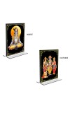 Car Desk/Table Top Sri Krishna & Ram Darbar Acrylic T-Style Photo Stand - 2.5x3.5 Inches, Compact and Stylish Spiritual Display, easily change 2 photos (Pack of 1)