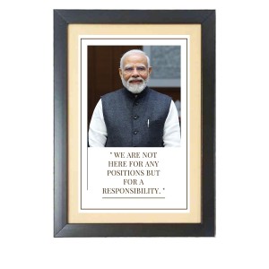 Narendra Modi & His Famous Quote Photo Frame - Brown Frame, 11x15 Inches, Perfect for Office & Wall Decoration, Ideal Gift