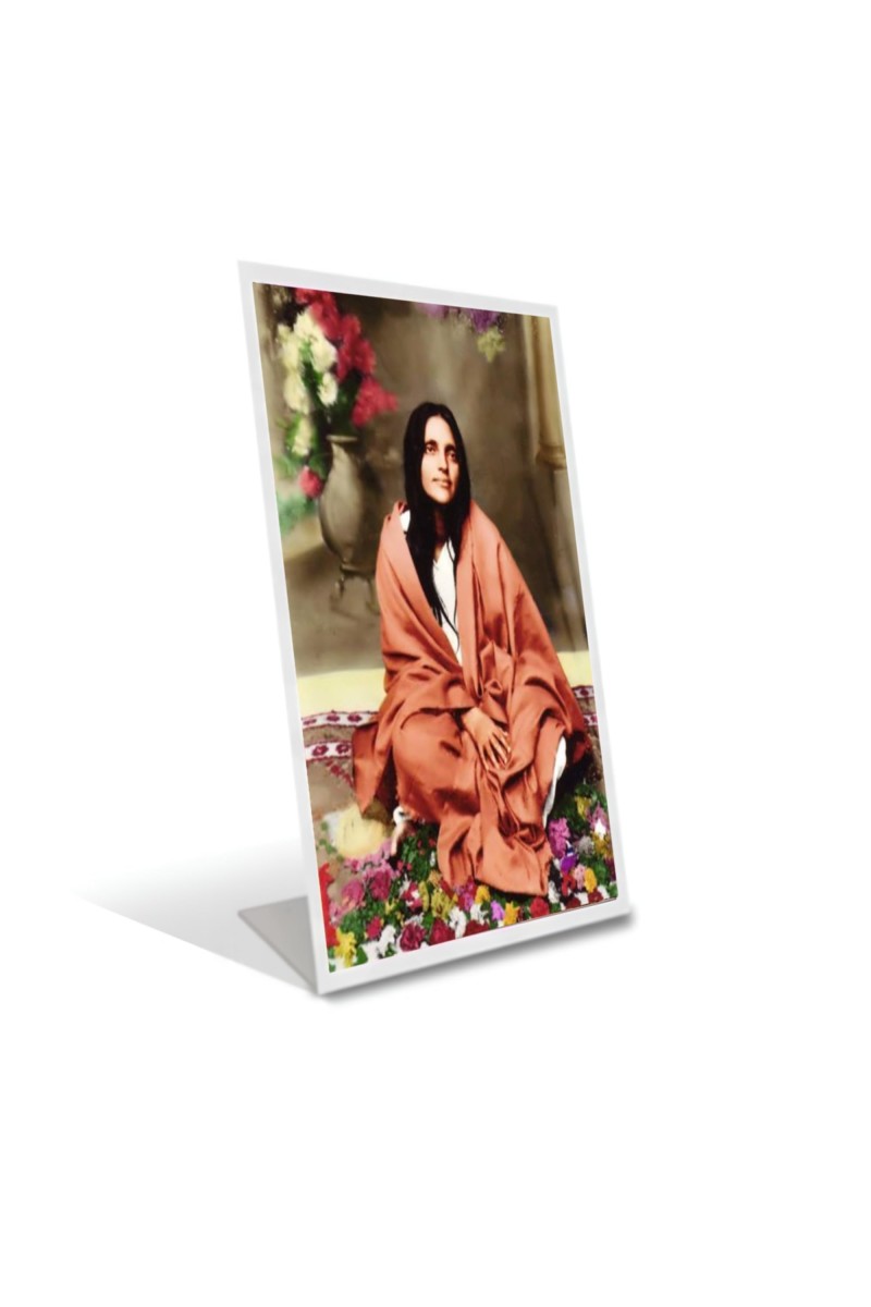 Car Desk/Table Top Anandamayi Ma Acrylic L-Style Photo Stand - 2.5x3.5 Inches, Compact And Stylish Spiritual Display (F6716)