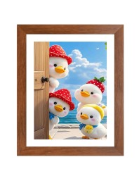 AI Funny Cute Duck Art Picture for Kids - 12x16 inches, Brown Color - Perfect Wall Decor for Children's Room