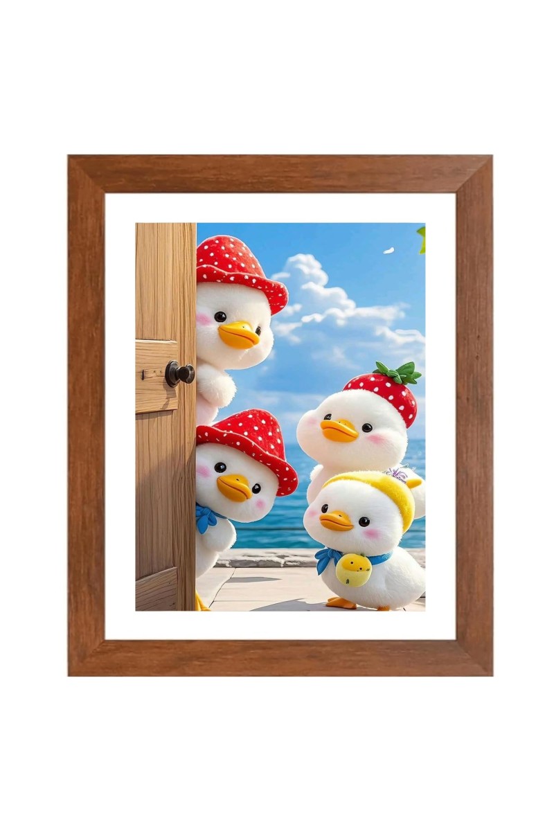 AI Funny Cute Duck Art Picture for Kids - 14x18 inches, Brown Color - Perfect Wall Decor for Children's Room
