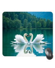 Customized Beautiful Swans Picture Sublimation Mouse Pad | 8 X 7.5 Inch | Smooth Cloth Surface | Non-Slip Rubber Base | Personalized Mousepad for Laptop & Desktop (F17150)