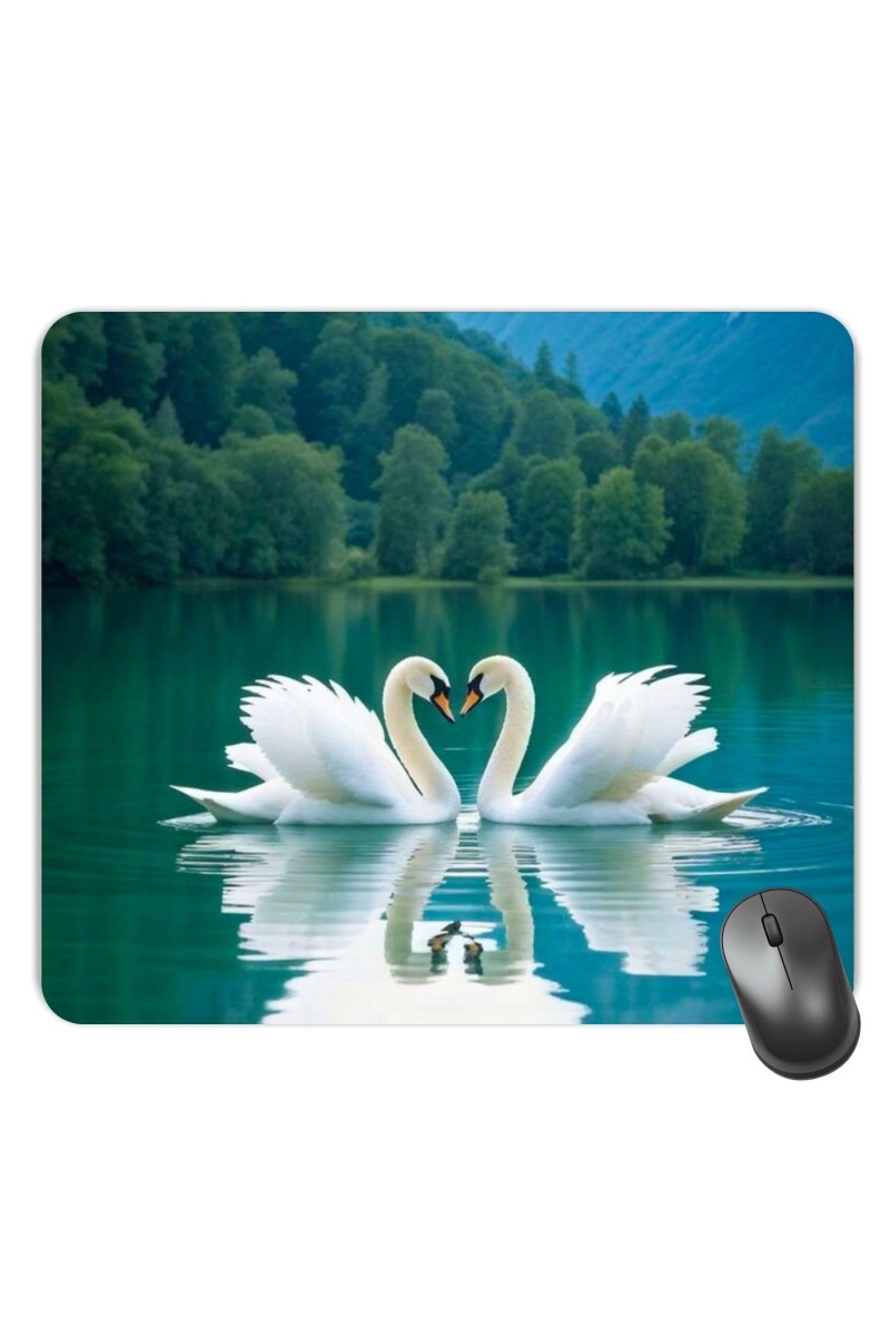 Customized Beautiful Swans Picture Sublimation Mouse Pad | 8 X 7.5 Inch | Smooth Cloth Surface | Non-Slip Rubber Base | Personalized Mousepad for Laptop & Desktop (F17150)