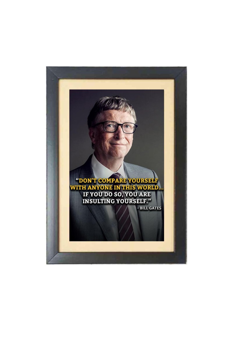 Bill Gates & His Famous Quote Photo Frame - Black Frame, 11x15 Inches, Perfect for Office & Wall Decoration, Ideal Gift
