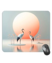 Customized Beautiful Cranes Picture Sublimation Mouse Pad | 8 X 7.5 Inch | Smooth Cloth Surface | Non-Slip Rubber Base | Personalized Mousepad for Laptop & Desktop (F17177)