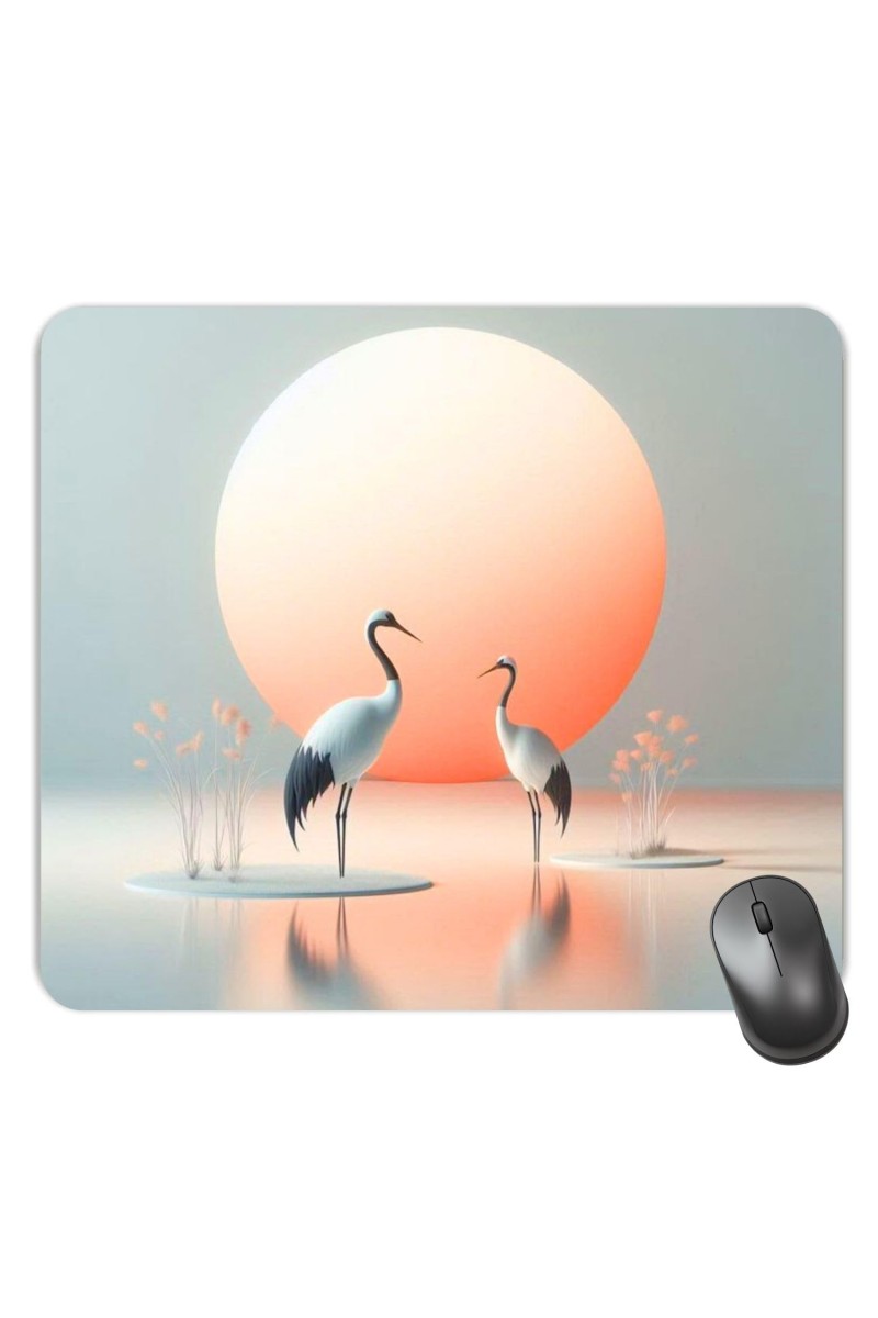 Customized Beautiful Cranes Picture Sublimation Mouse Pad | 8 X 7.5 Inch | Smooth Cloth Surface | Non-Slip Rubber Base | Personalized Mousepad for Laptop & Desktop (F17177)