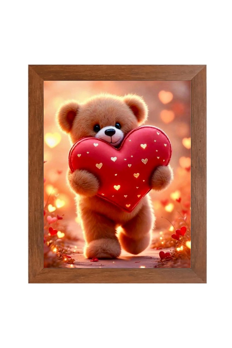 AI Funny Teddy bear Art Picture for Kids - 10x14 inches, Brown Color - Perfect Wall Decor for Children's Room