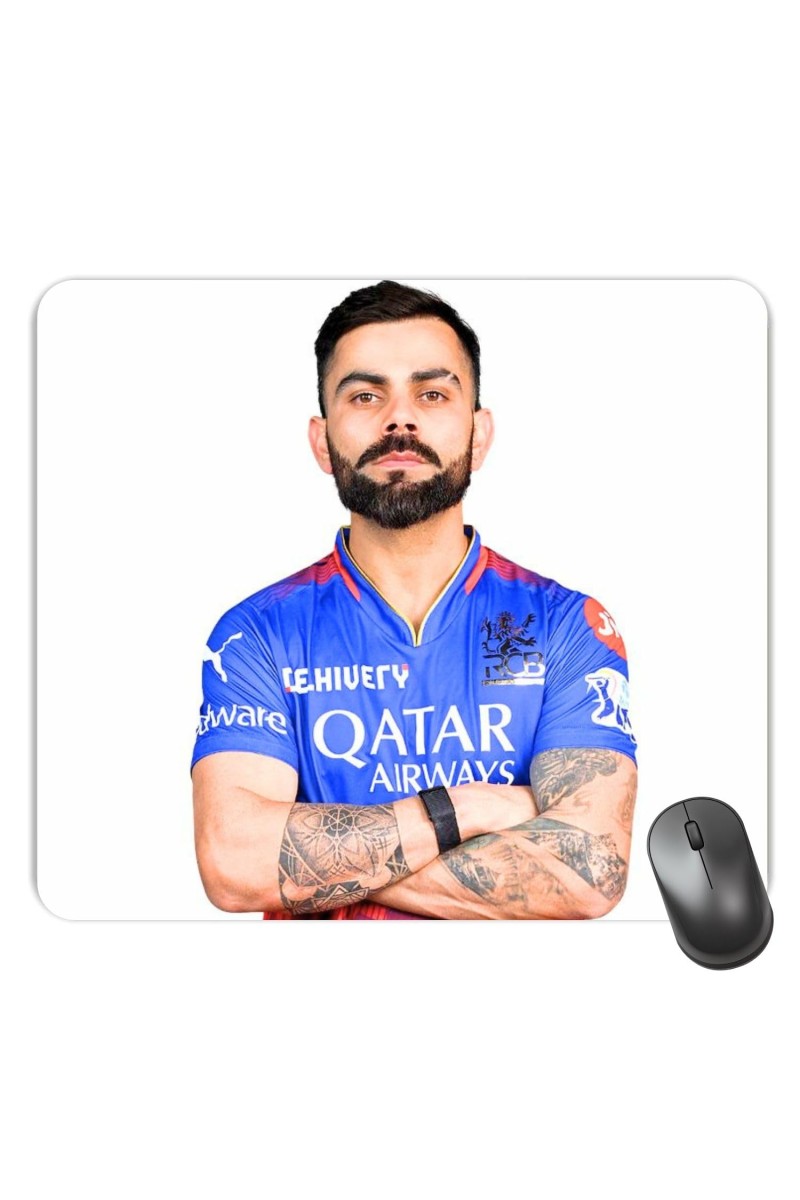 Customized Virat Kohli Picture Sublimation Mouse Pad | 8 X 7.5 Inch | Smooth Cloth Surface | Non-Slip Rubber Base | Personalized Mousepad for Laptop & Desktop (F17227)