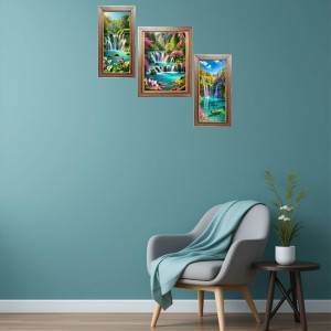 3-Pack Best waterfall view Photo Frames - 2 Pieces 6x13 Inch & 1 Piece 10x13 Inch - Rustic Wall Art for Home & Office Decor - Botanical Wall Hanging for Living Room, Bedroom, or Workspace