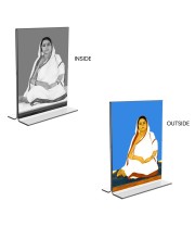 Car Desk/Table Top Barama Acrylic T-Style Photo Stand - 2.5x3.5 Inches, Compact and Stylish Spiritual Display, easily change 2 photos (Pack of 1)