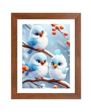 AI Funny Cute Birds Art Picture for Kids - 10x14 inches, Brown Color - Perfect Wall Decor for Children's Room