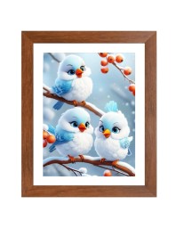 AI Funny Cute Birds Art Picture for Kids - 16x20 inches, Brown Color - Perfect Wall Decor for Children's Room