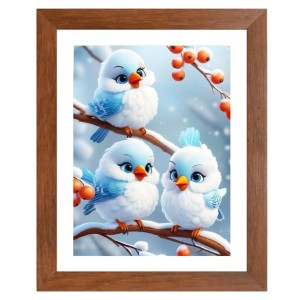 AI Funny Cute Birds Art Picture for Kids - 12x16 inches, Brown Color - Perfect Wall Decor for Children's Room