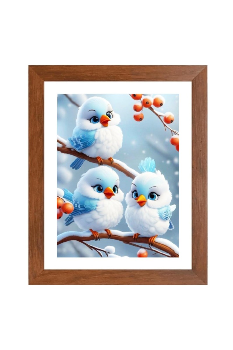 AI Funny Cute Birds Art Picture for Kids - 10x14 inches, Brown Color - Perfect Wall Decor for Children's Room