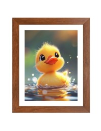 AI Funny Cute Duck Art Picture for Kids - 16x20 inches, Brown Color - Perfect Wall Decor for Children's Room