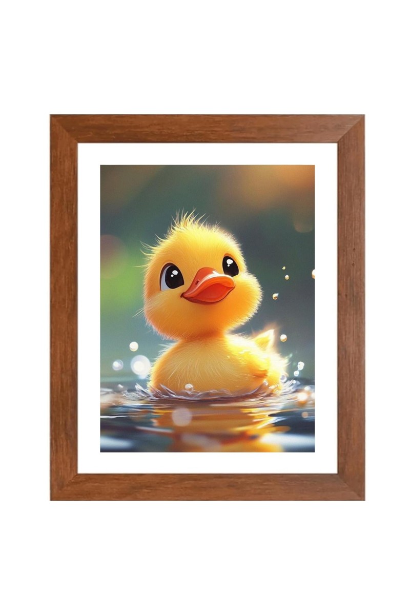 AI Funny Cute Duck Art Picture for Kids - 10x14 inches, Brown Color - Perfect Wall Decor for Children's Room