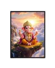 Lord Ganesh Laminated Photo - 7x9 Inches, Divine Blessings for Home & Office and Temple Decoration