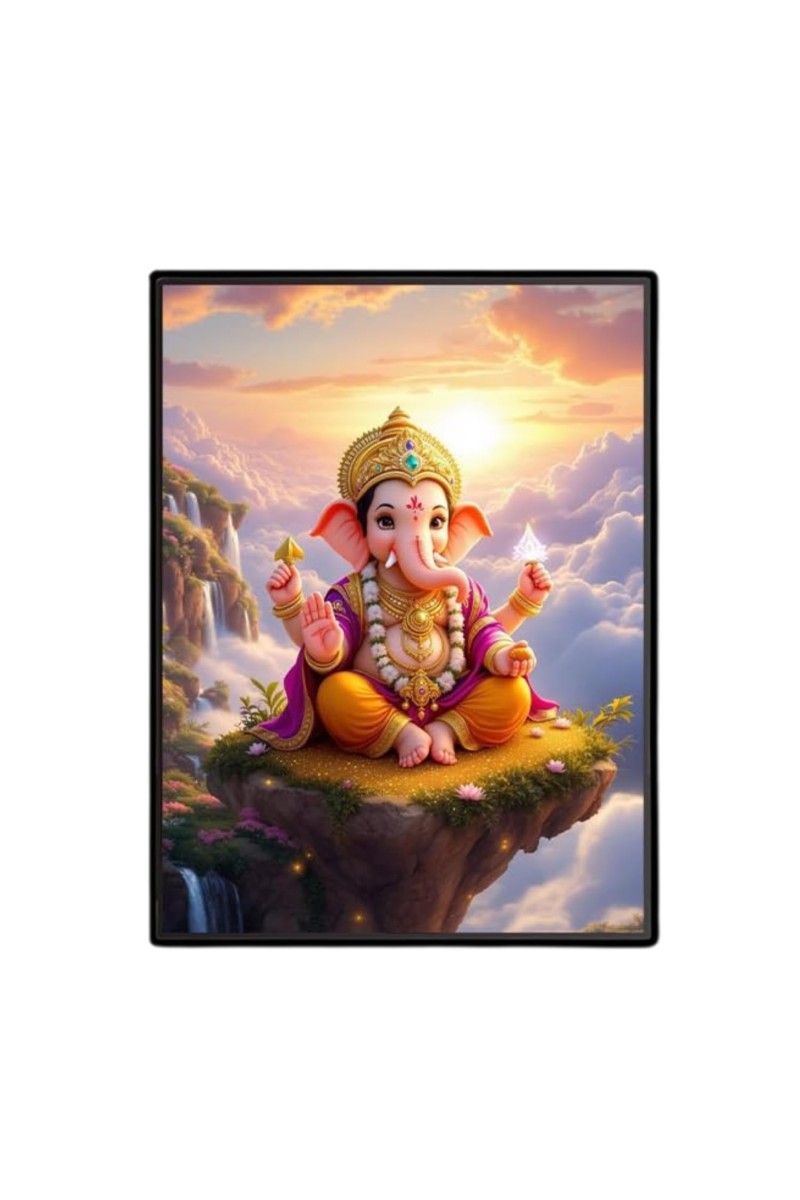 Lord Ganesh Laminated Photo - 7x9 Inches, Divine Blessings for Home & Office and Temple Decoration