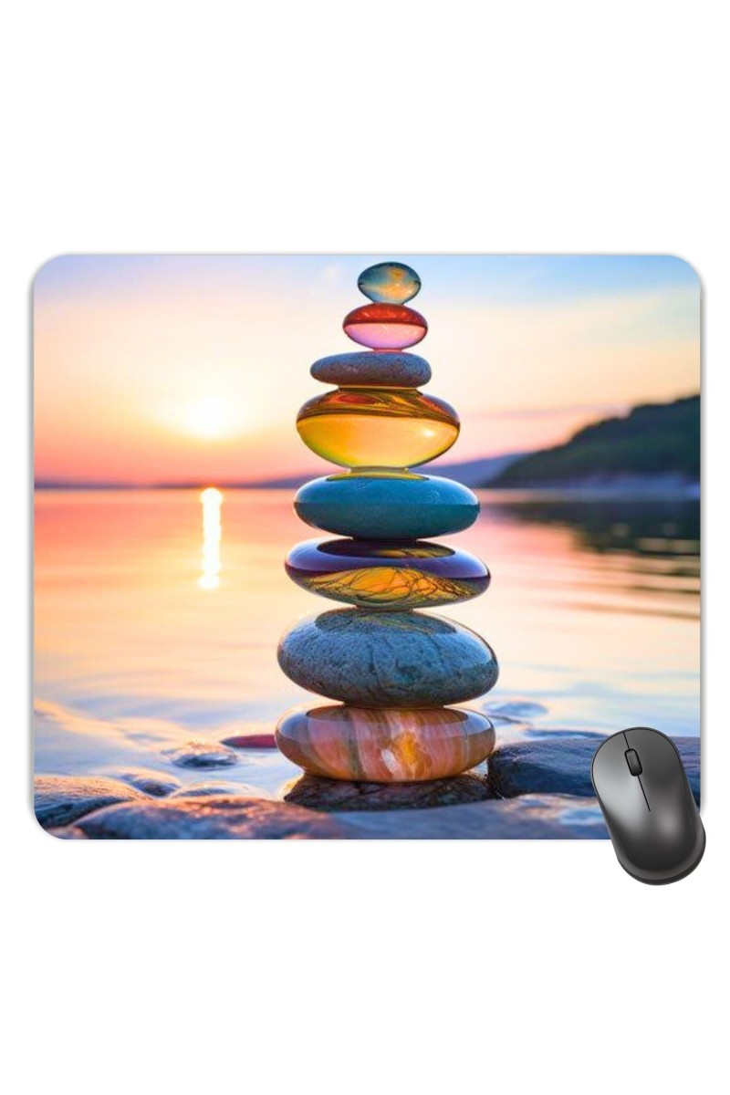 Customized Balance of Stones Picture Sublimation Mouse Pad | 8 X 7.5 Inch | Smooth Cloth Surface | Non-Slip Rubber Base | Personalized Mousepad for Laptop & Desktop (F17215)