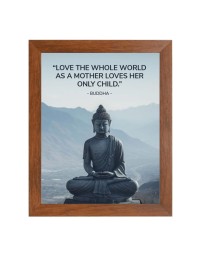 Buddha & His Famous Quote Photo Frame - Brown Frame, Perfect for Office & Wall Decoration, Ideal Gift