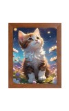 AI Funny Cute Cat Art Picture for Kids - 10x14 inches, Brown Color - Perfect Wall Decor for Children's Room
