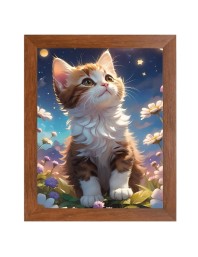 AI Funny Cute Cat Art Picture for Kids - 14x18 inches, Brown Color - Perfect Wall Decor for Children's Room
