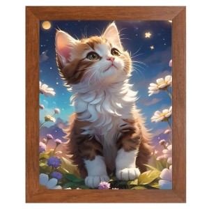 AI Funny Cute Cat Art Picture for Kids - 14x18 inches, Brown Color - Perfect Wall Decor for Children's Room