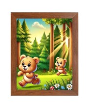 AI Funny Brown Bear Art Picture for Kids - 10x14 inches, Brown Color - Perfect Wall Decor for Children's Room