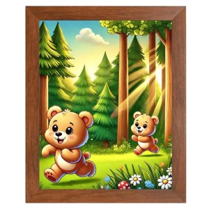 AI Funny Brown Bear Art Picture for Kids - 12x16 inches, Brown Color - Perfect Wall Decor for Children's Room
