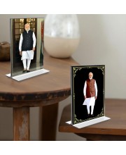 Sri Narendra Modi Acrylic T-Style Photo Stand - 9x11 Inches, Compact and Stylish Spiritual Display, easily change 2 photos (Pack of 1)