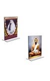 Car Desk/Table Top Sri Ramakrishna Paramhansa & Sarada Maa Acrylic T-Style Photo Stand - 2.5x3.5 Inches, Compact and Stylish Spiritual Display, easily change 2 photos (Pack of 1)