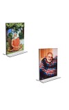 Car Desk/Table Top Maa Lokenath Baba & Neem Karoli Baba Acrylic T-Style Photo Stand - 2.5x3.5 Inches, Compact and Stylish Spiritual Display, easily change 2 photos (Pack of 1)