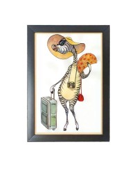 The stylish cartoon animal Photo Frame Funny Animal and Bird Cartoon Art, Black color, 17x21 Inch