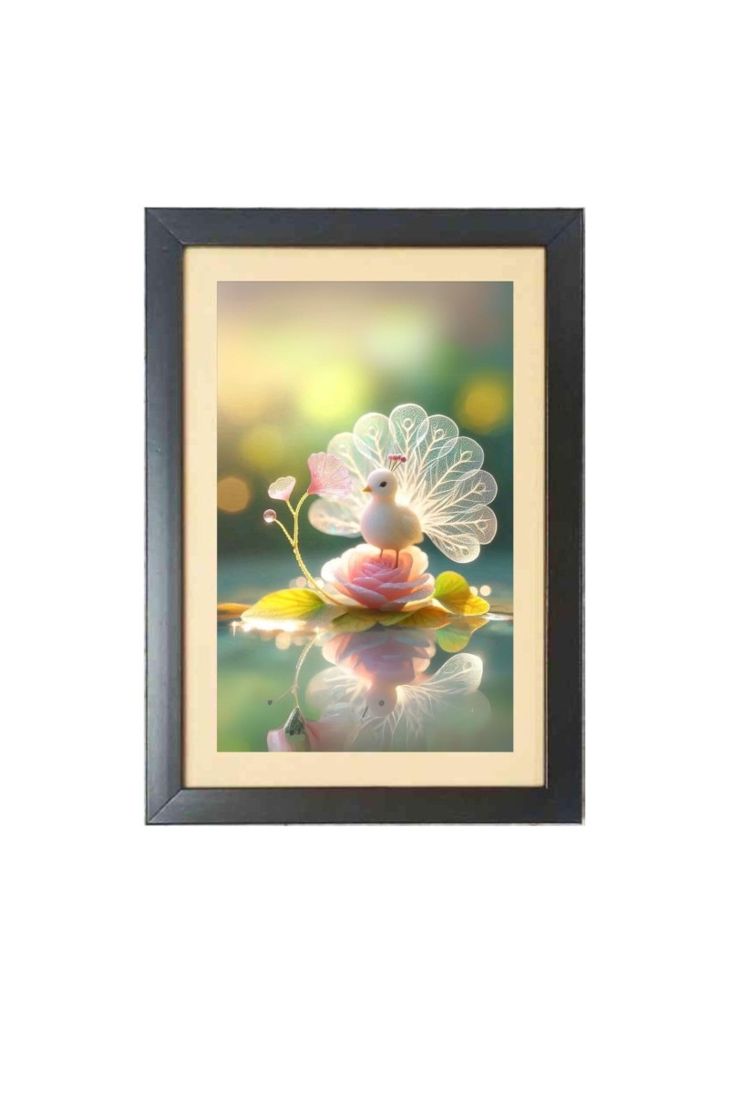 The cute cartoon baby bird Photo Frame Funny Animal and Bird Cartoon Art, Black color, 19x23 Inch